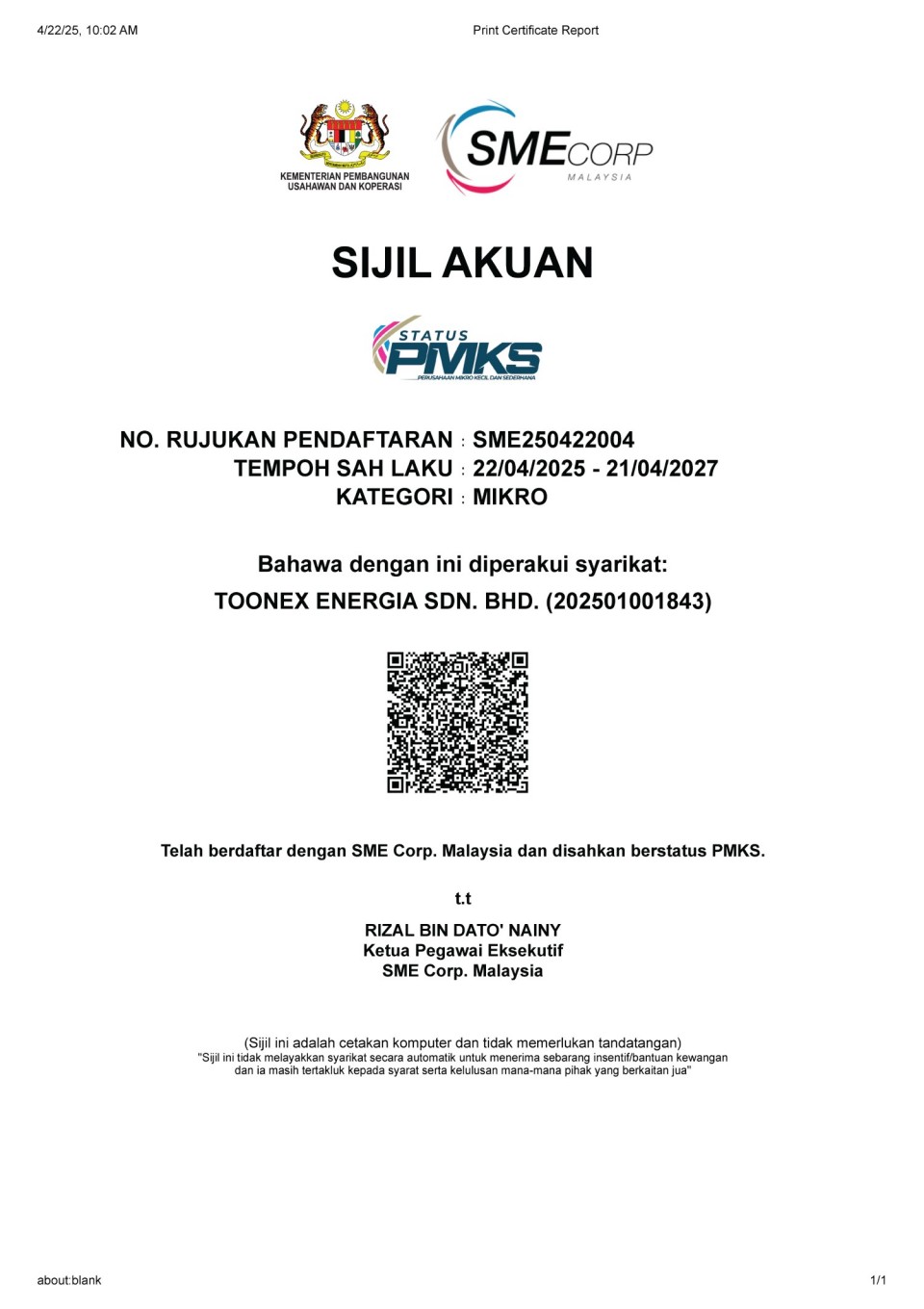SME Certification