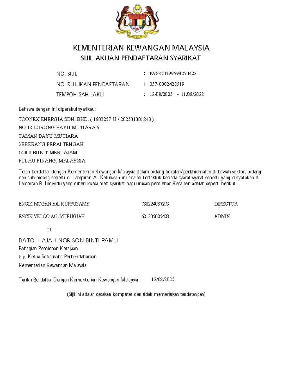 MOF Certification