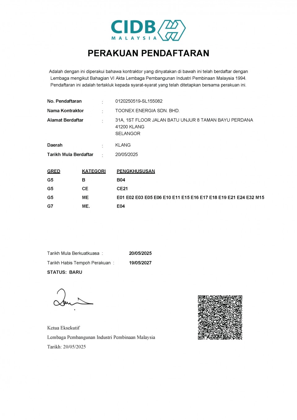 CIDB Certification